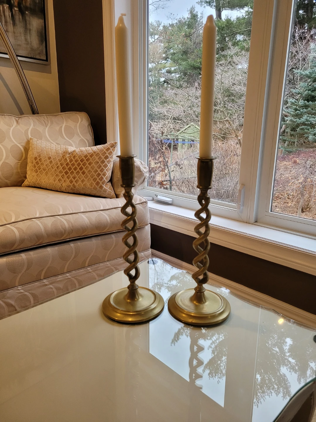 Pair of Brass BarleyTwisted Candlesticks - photo 2