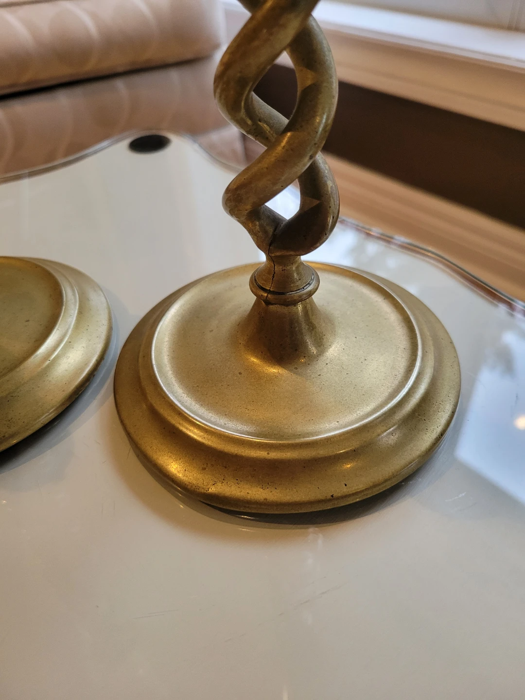 Pair of Brass BarleyTwisted Candlesticks - photo 3
