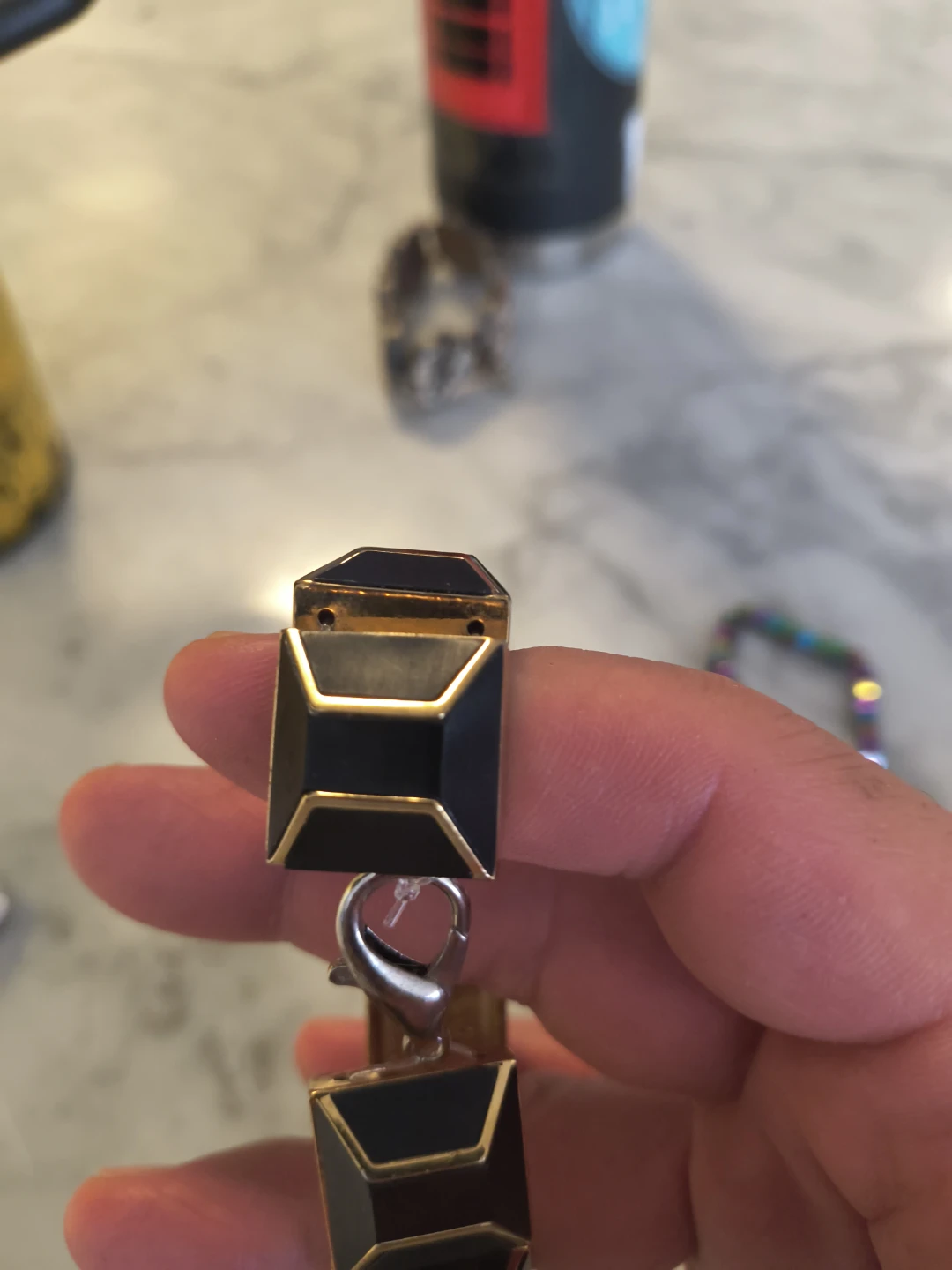 Black and Gold Geometric Stretch Bracelet - photo 2