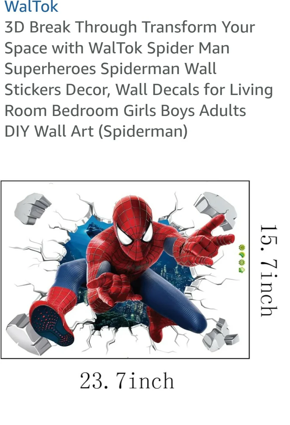 WalTok Spiderman 3D Wall Sticker - photo 4
