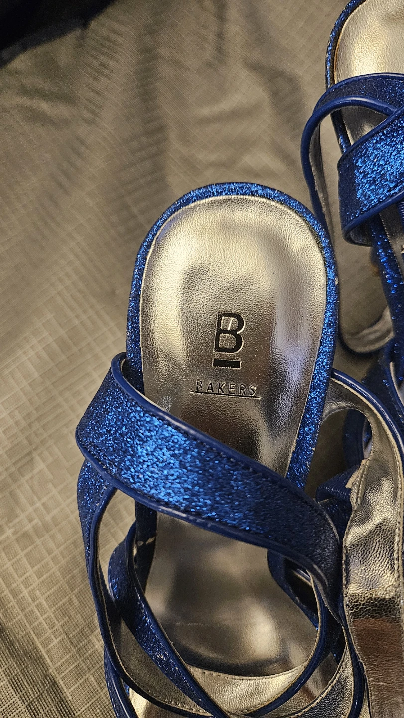 Bakers Women's Blue Glitter Strappy Heels