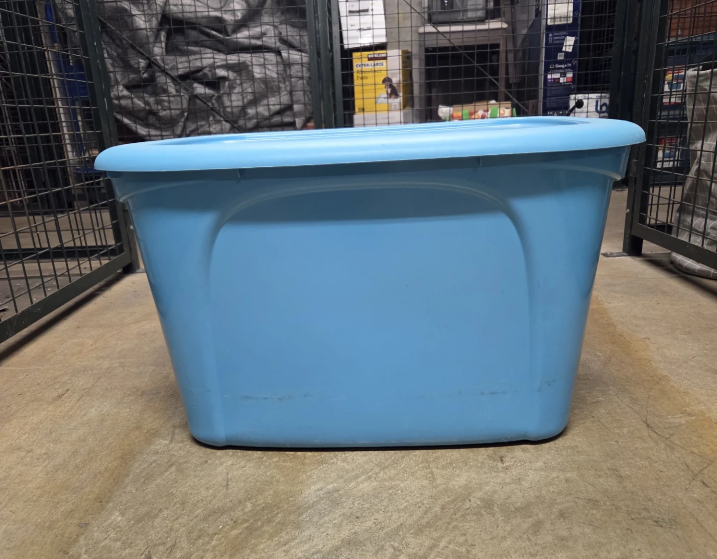 Blue Plastic Storage Bin with Lid