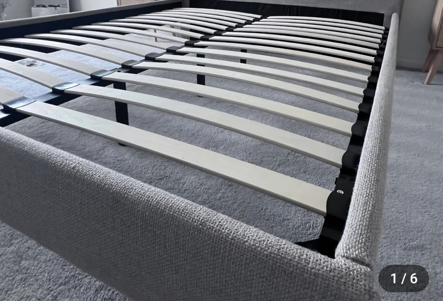 Queen size bed frame with tufted headboard