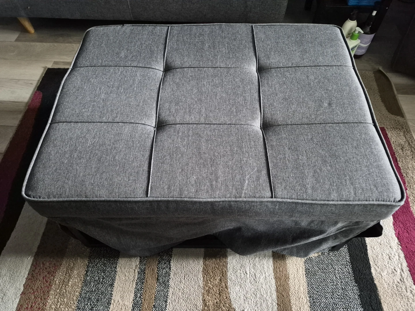 Grey Tufted 4 in 1 multipurpose Ottoman - photo 3