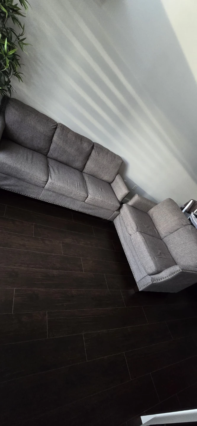 Grey Sofa with Cover Set Geometric Pattern - photo 3