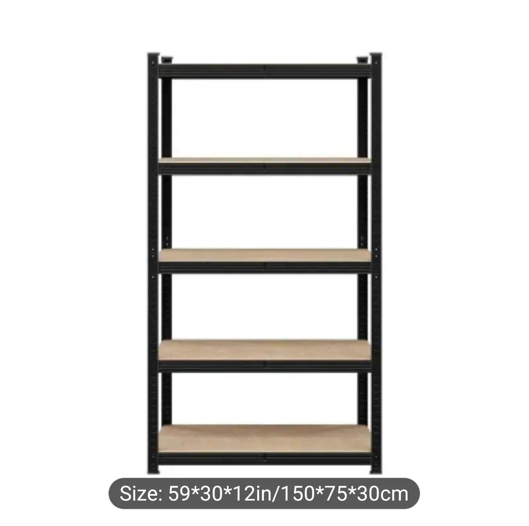 5-Tier Shelving Unit - Black 150x75x30cm