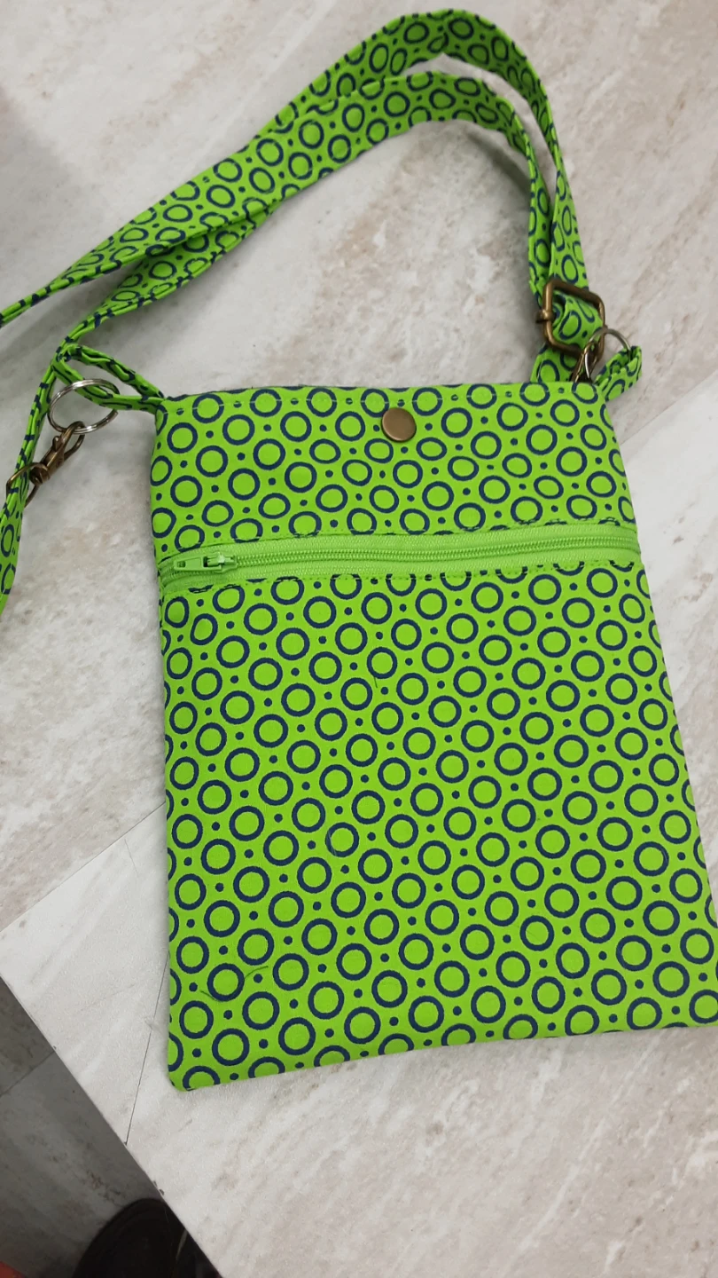 Lime Green Circle Pattern Tote Bag and Crossbody Pouch Set - photo 4
