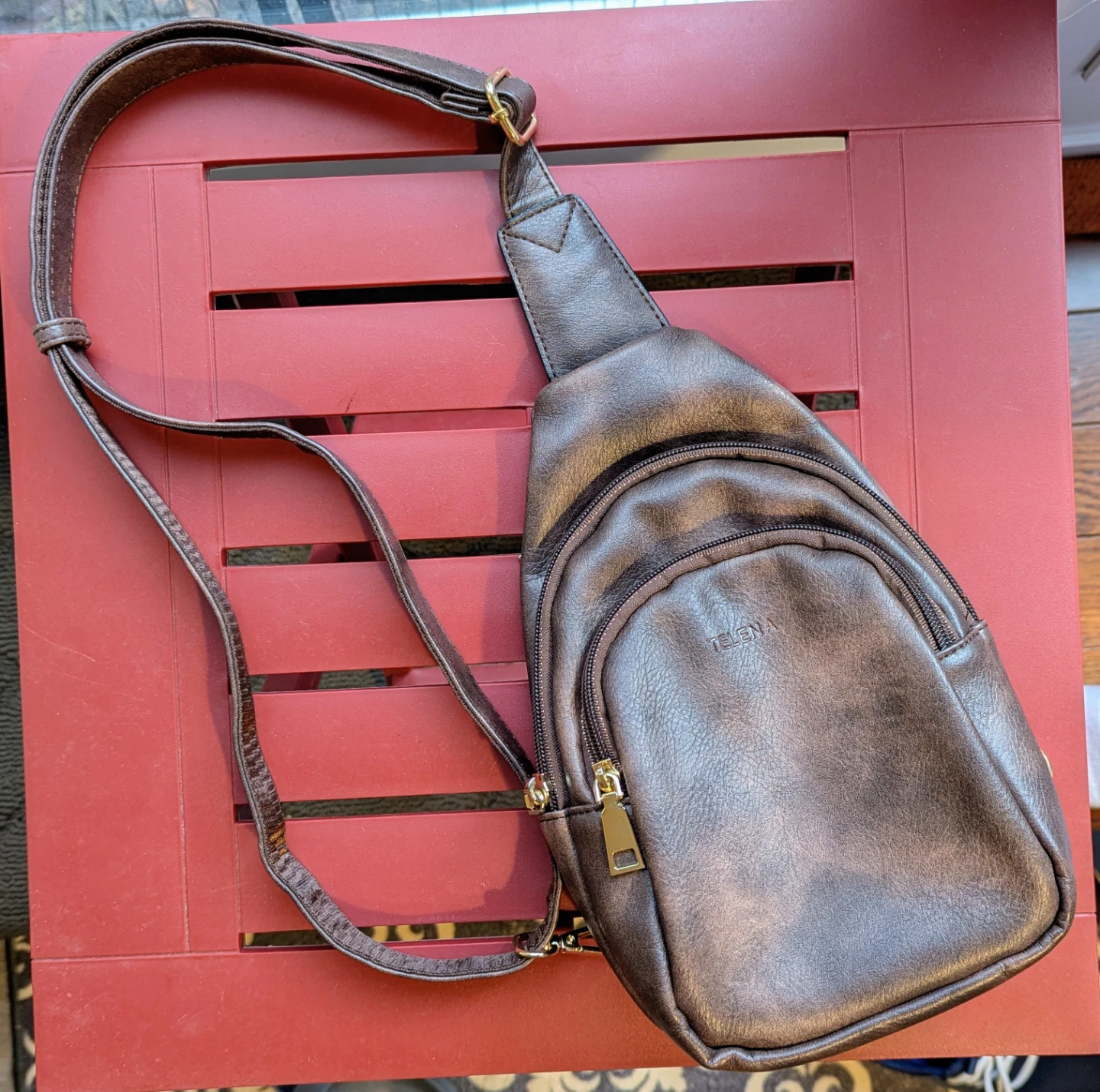 Telena Sling Bag - Coffee Brown Faux Leather