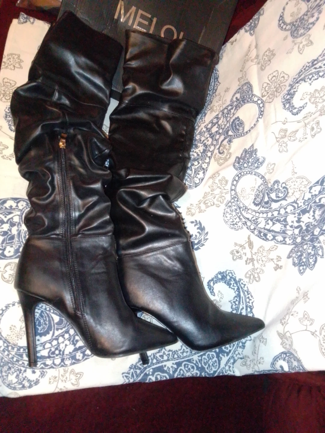 MIA Black Faux Leather Slouchy Knee-High Boots - photo 2