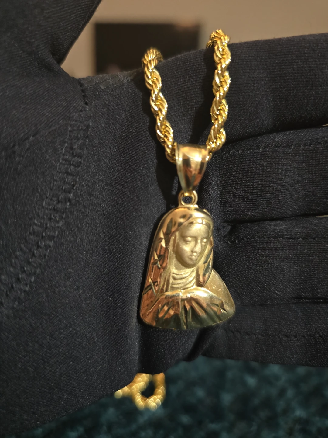 18K Gold plated Pendant Necklace with Religious Imagery - photo 2