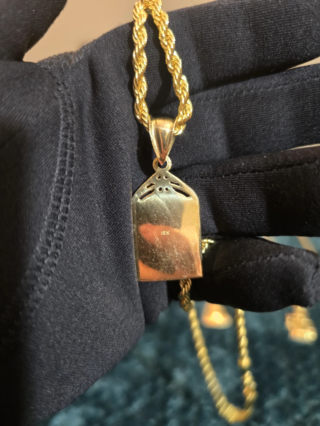 18K Gold plated Pendant Necklace with Religious Imagery - photo 5
