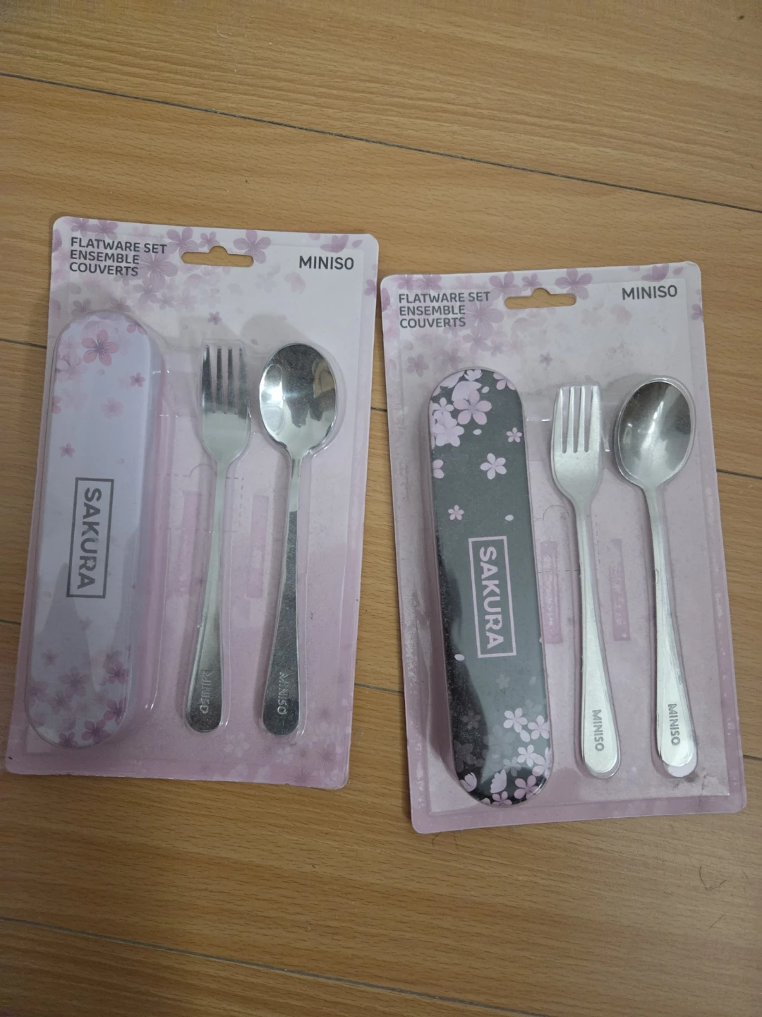 2 MINISO Sakura Flatware Set with Case