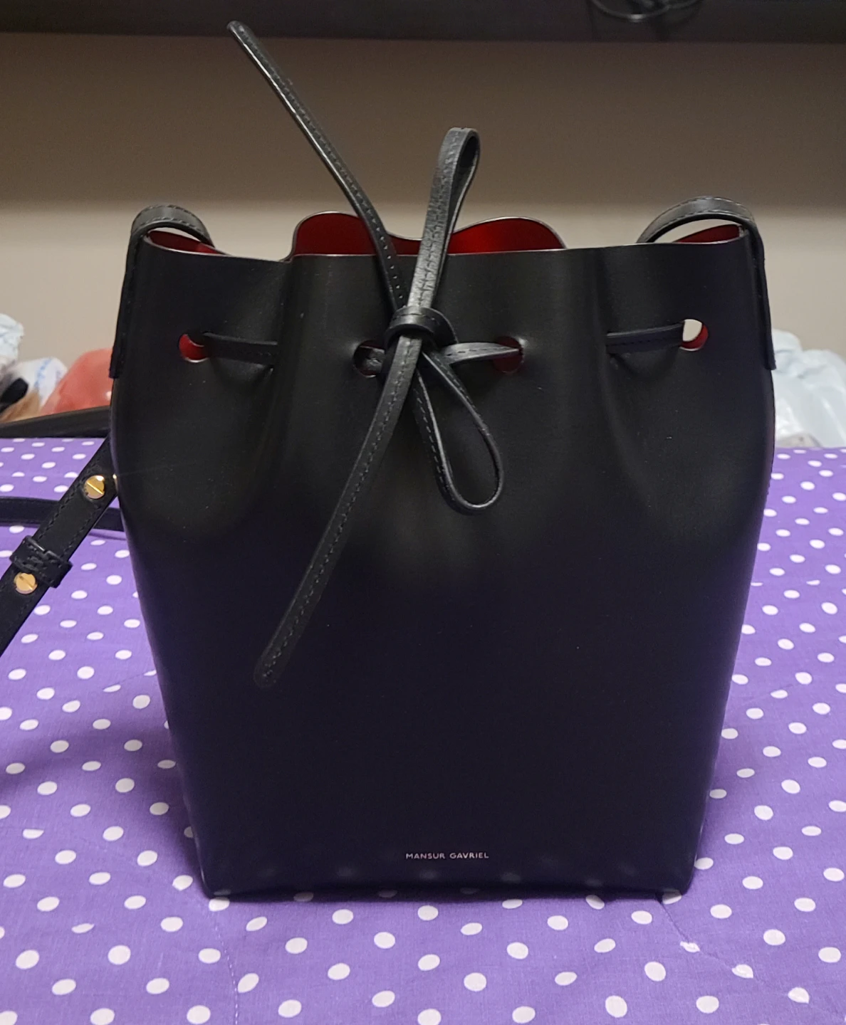 Mansur Gavriel Black Leather Bucket Bag