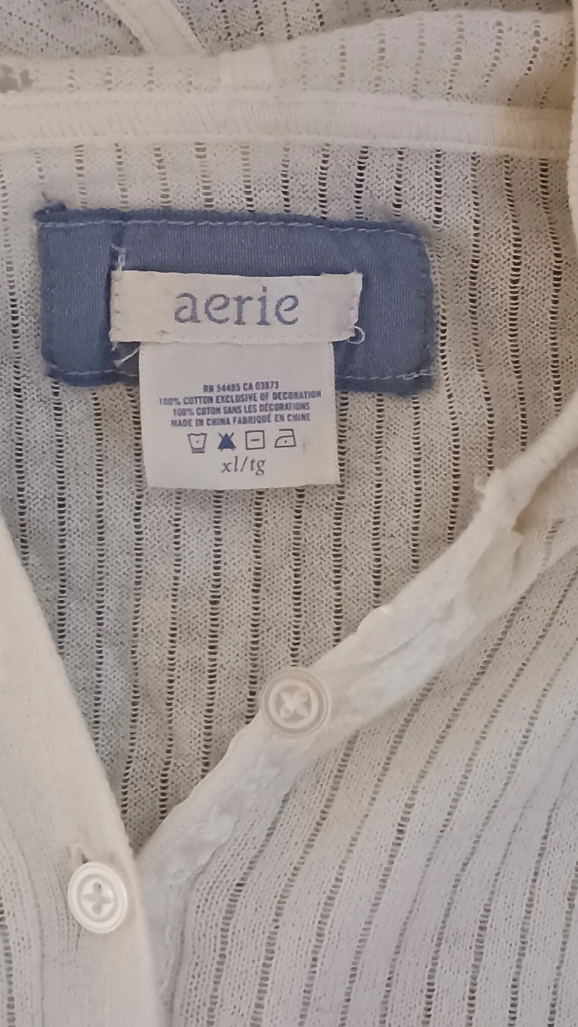 Aerie White Ribbed Hoodie Sweater - photo 2