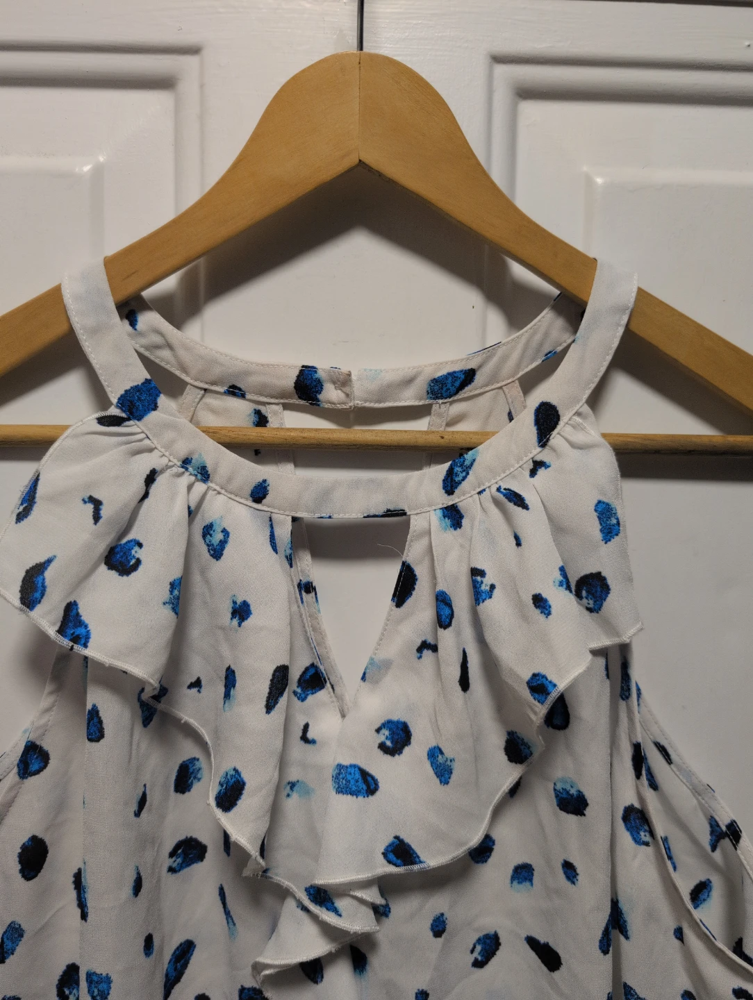 White & Blue Print Halter Top - photo 2