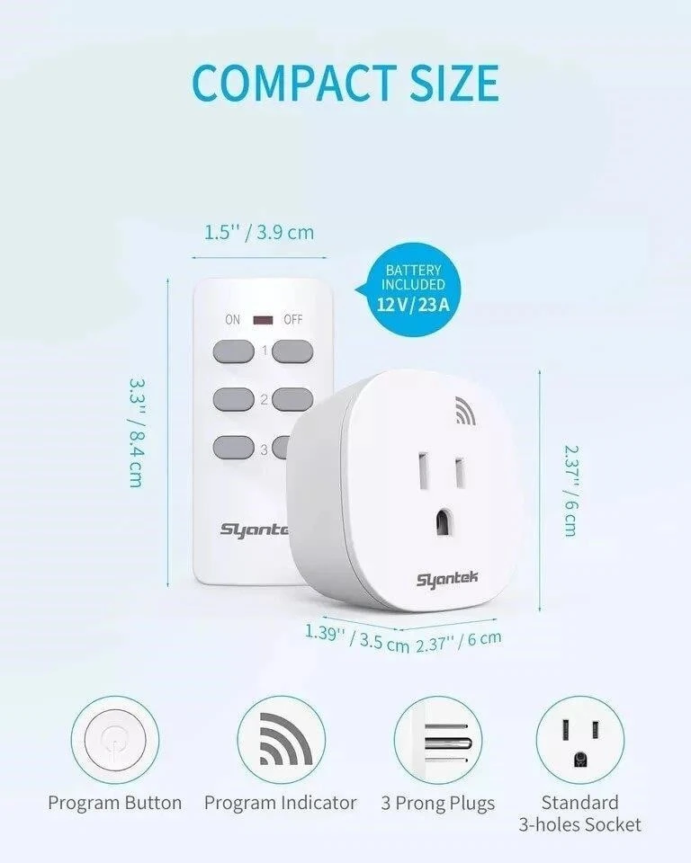 Syantek Remote Control Outlet Set (3 Plugs + Remote) - photo 2