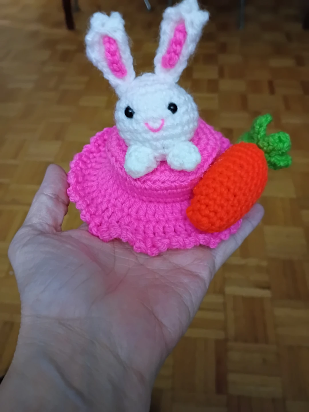 Handmade Crocheted Bunny with Carrot Hair Clip - photo 2