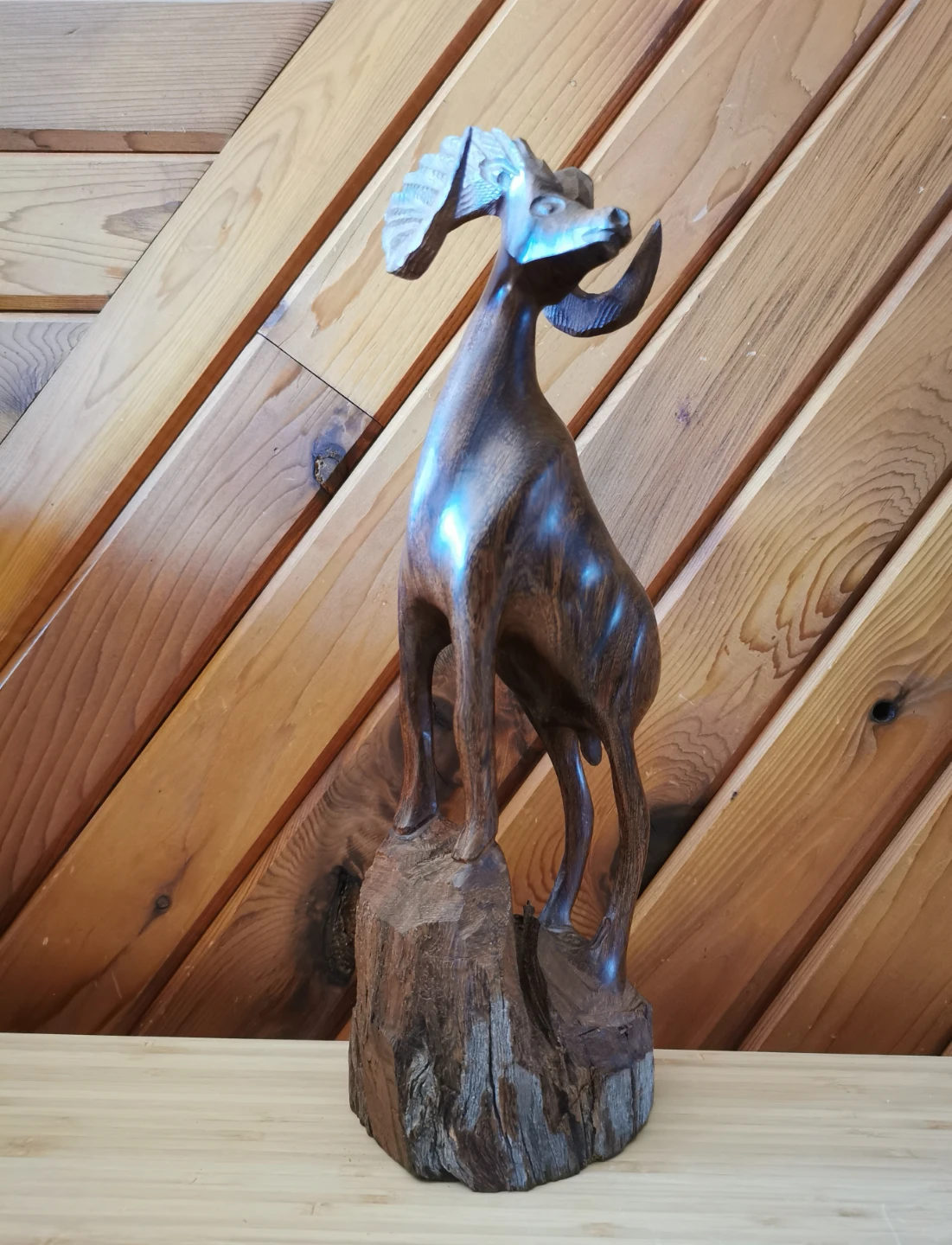Vintage Hand Carved Ironwood Ram Sculpture - photo 2