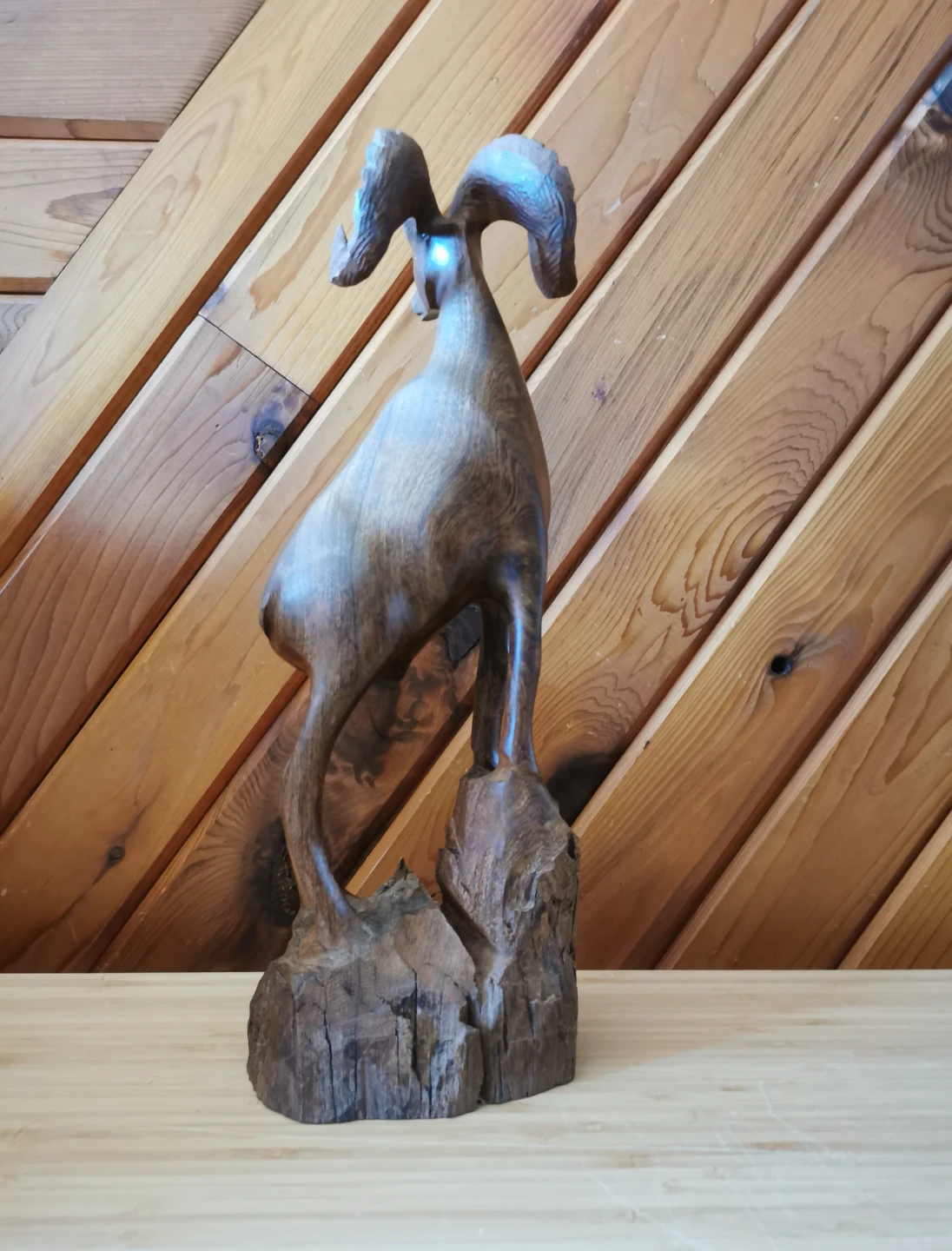 Vintage Hand Carved Ironwood Ram Sculpture - photo 4
