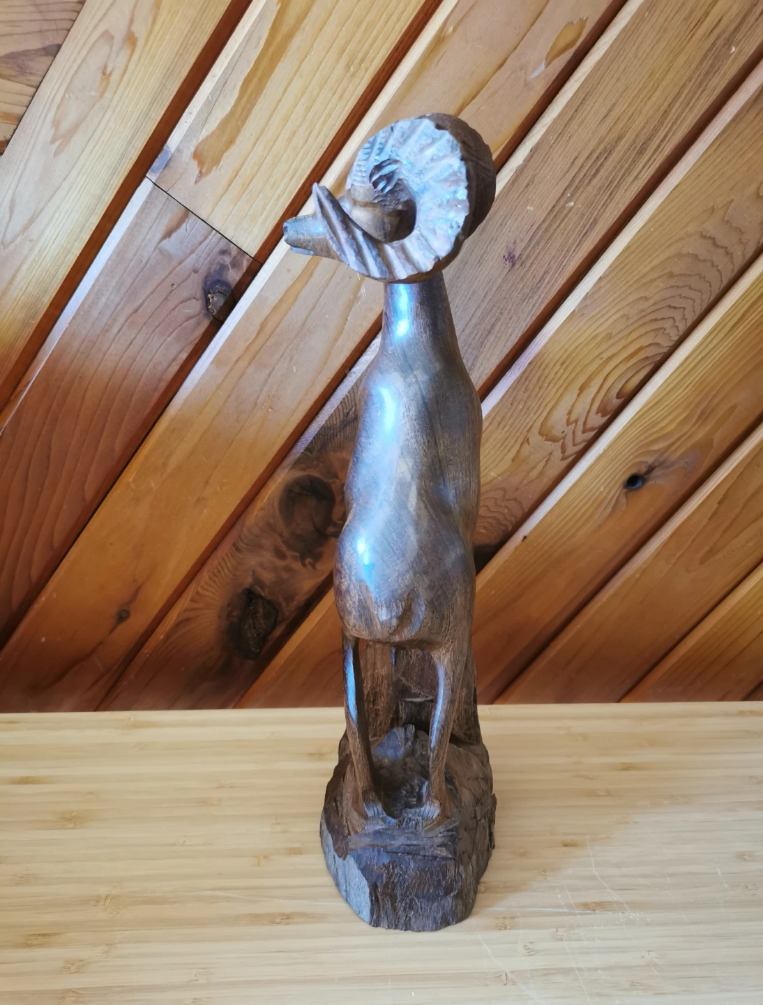Vintage Hand Carved Ironwood Ram Sculpture - photo 5