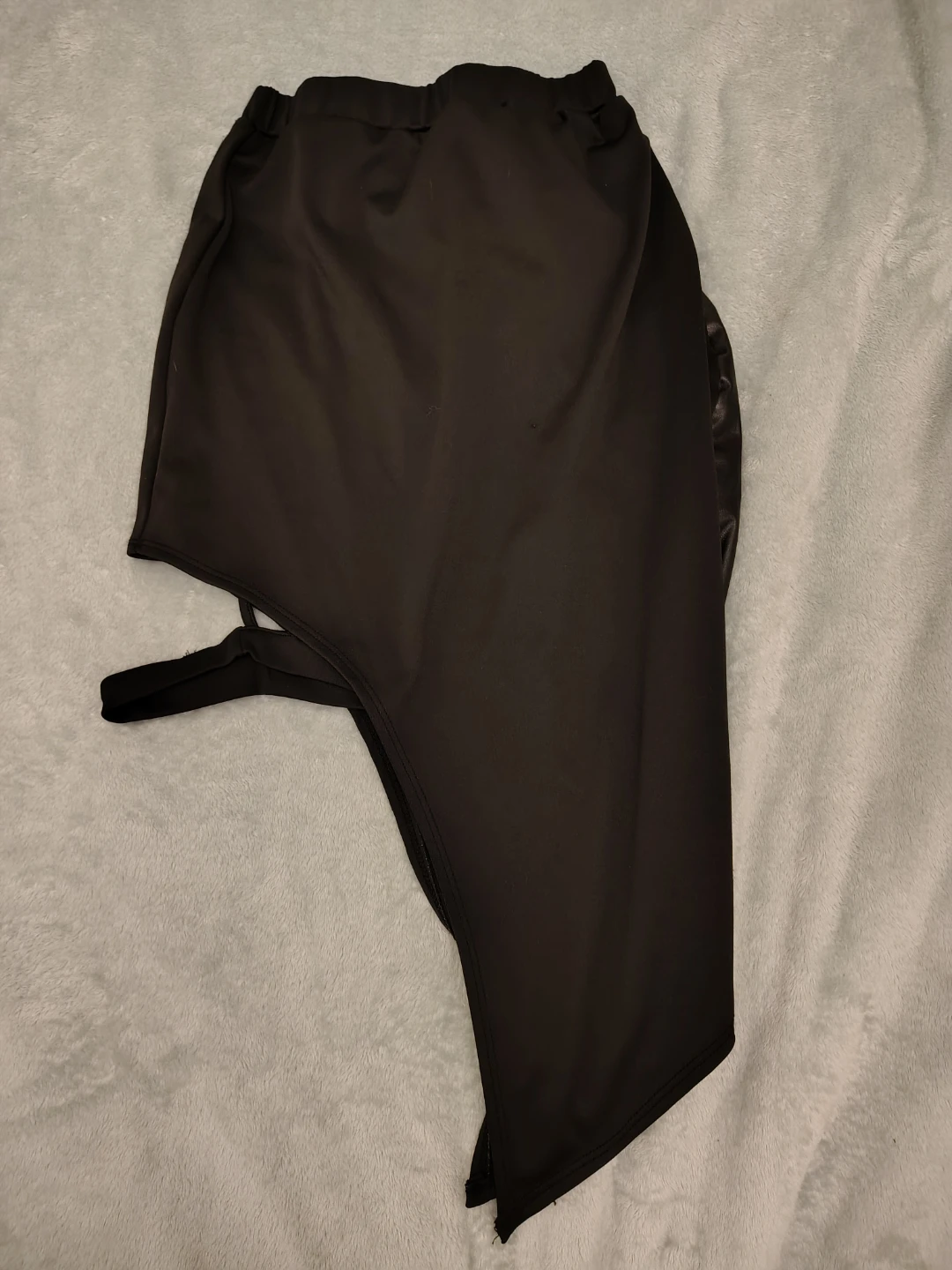 Black Faux Leather Detail Asymmetrical Skirt - photo 4