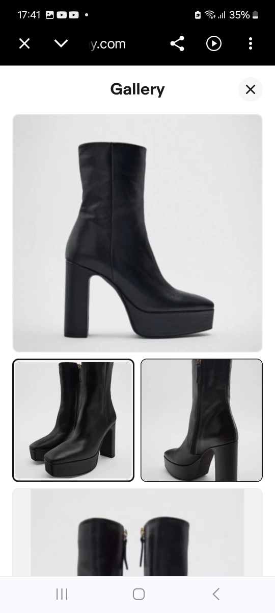 ZARA Black Platform Heeled Boots Size 38