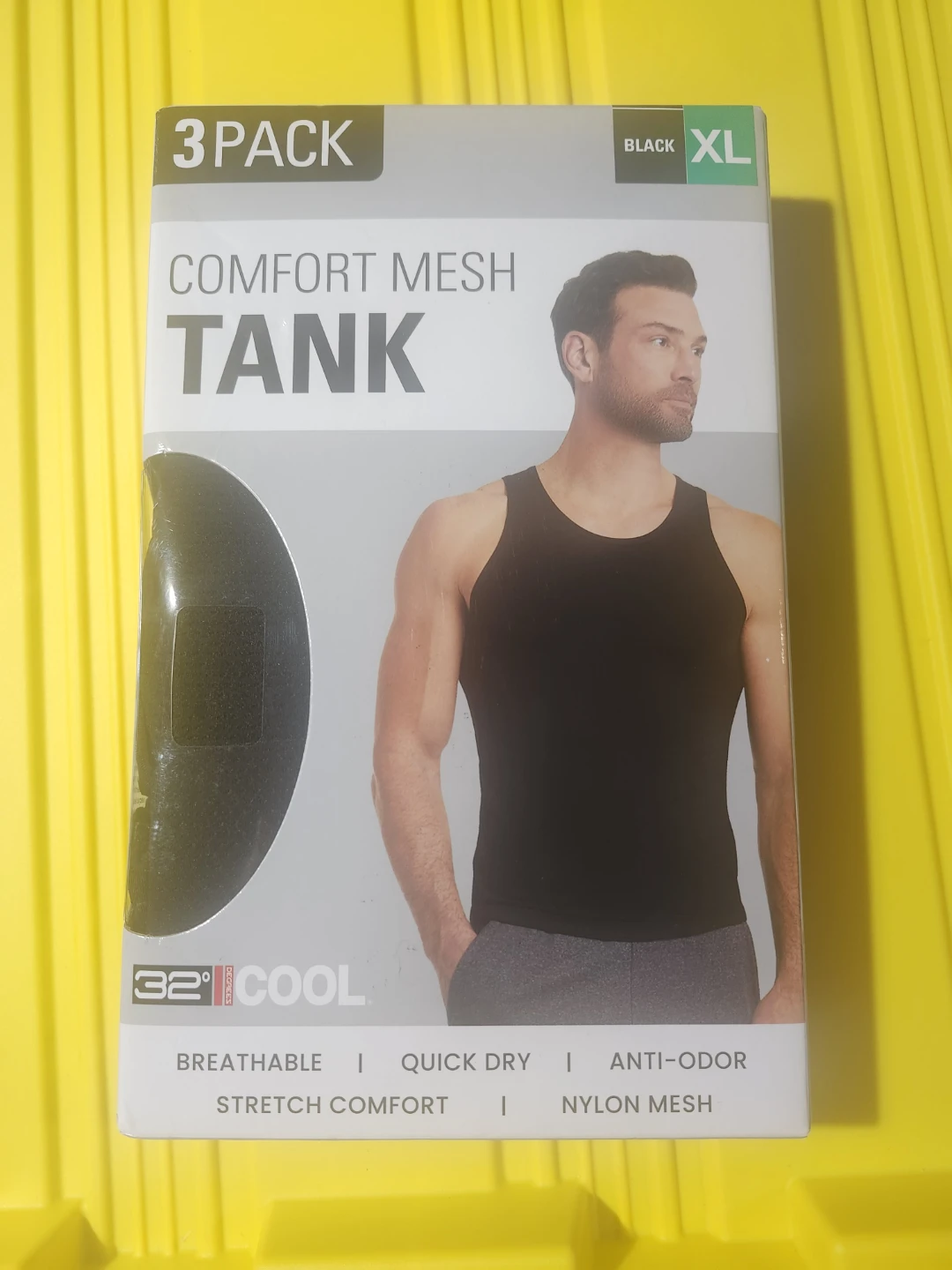 32 Degrees Cool Comfort Mesh Tank Tops - Black, XL (3 Pack)