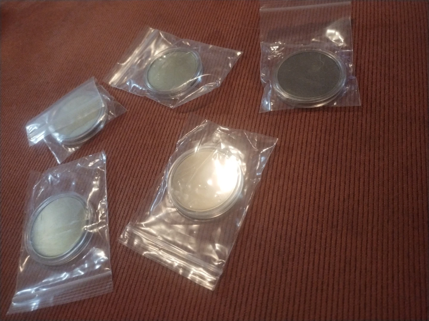 Lot of 5 Round Metal Coins