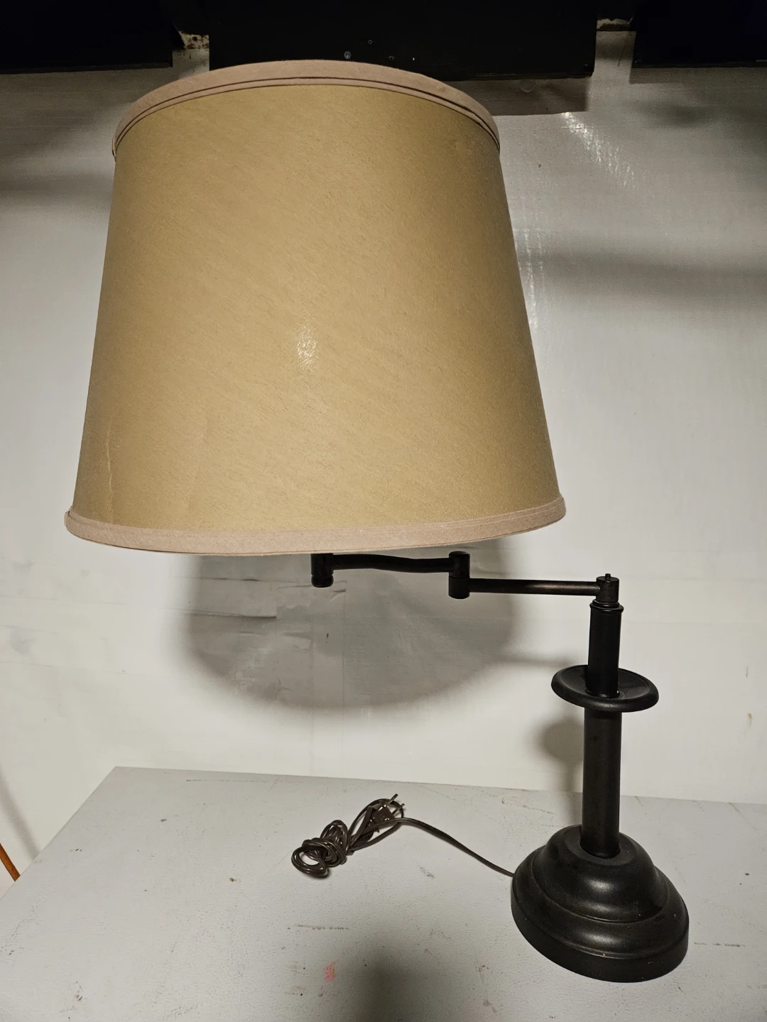 Adjustable Desk Lamp with Tan Shade