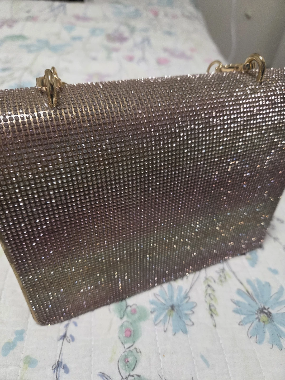 Sparkly Clutch Purse with Gold Chain