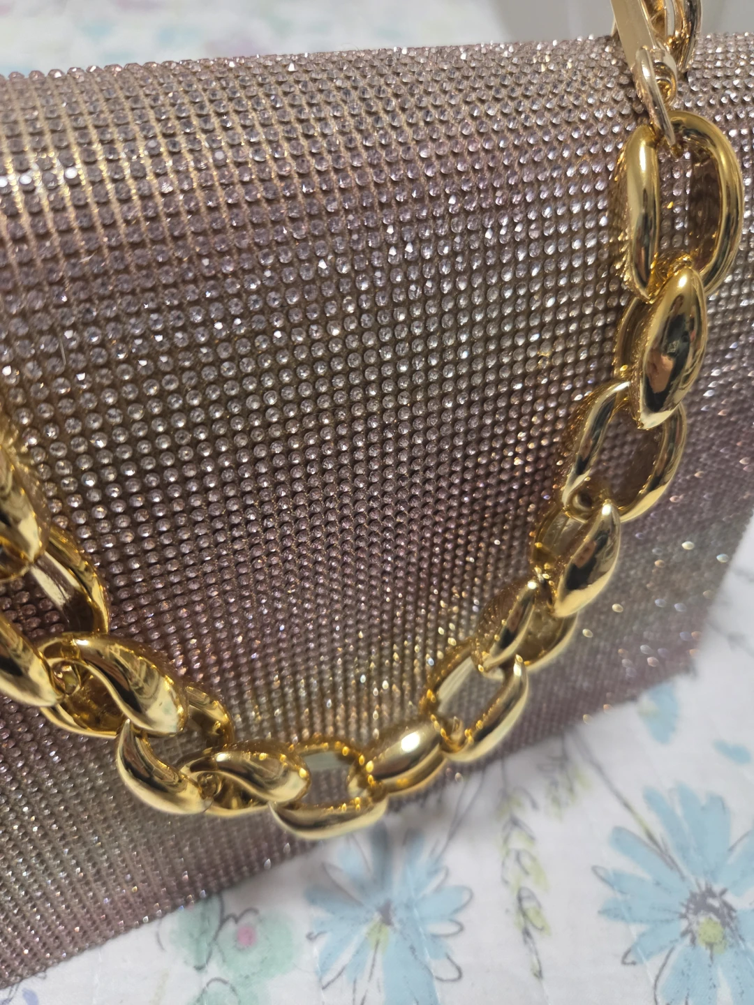 Sparkly Clutch Purse with Gold Chain - photo 4
