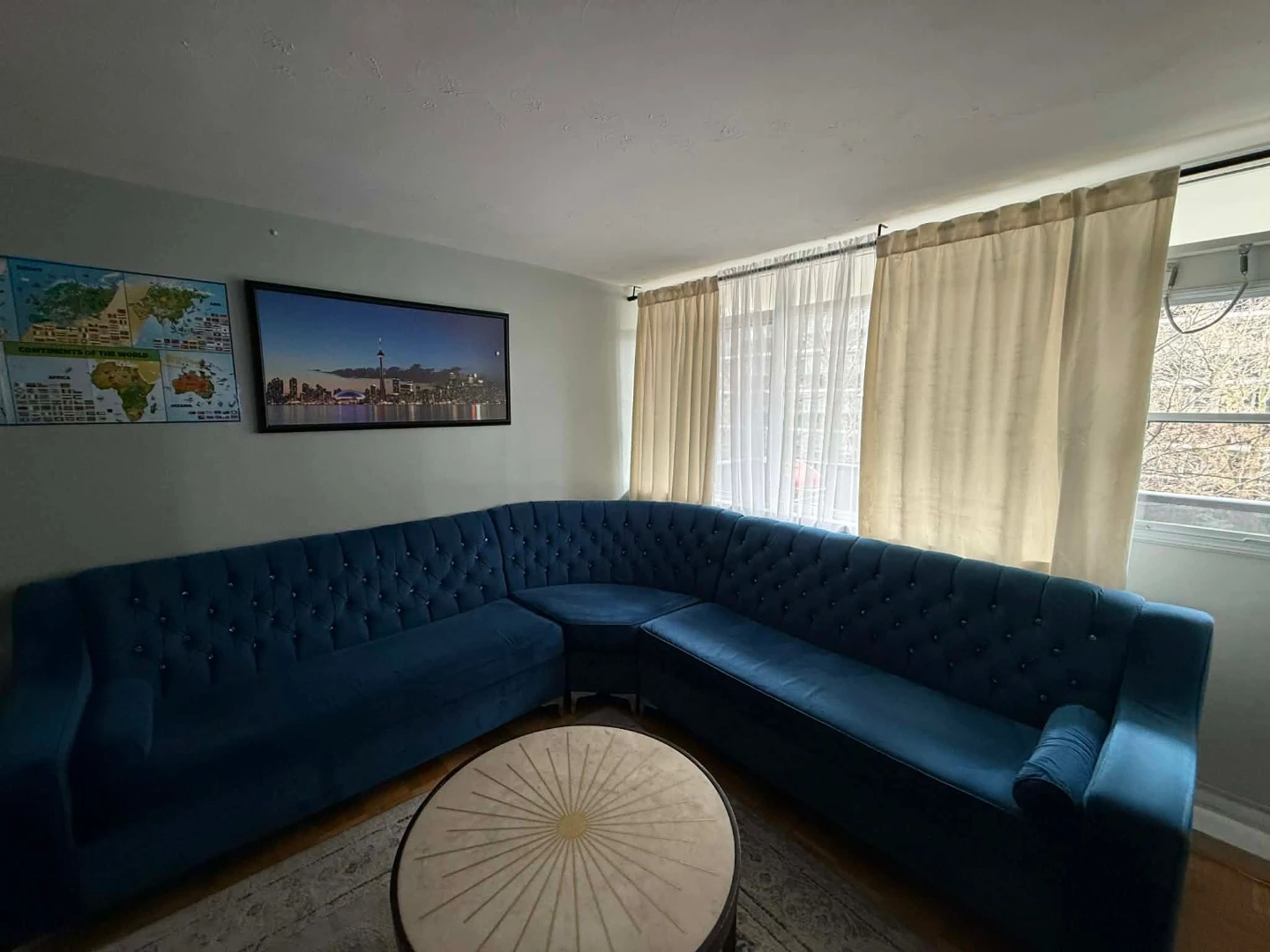 Blue Tufted Sectional Sofa - photo 4