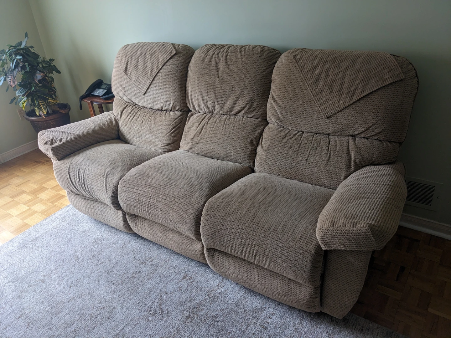 Tan Fabric Recliner Sofa