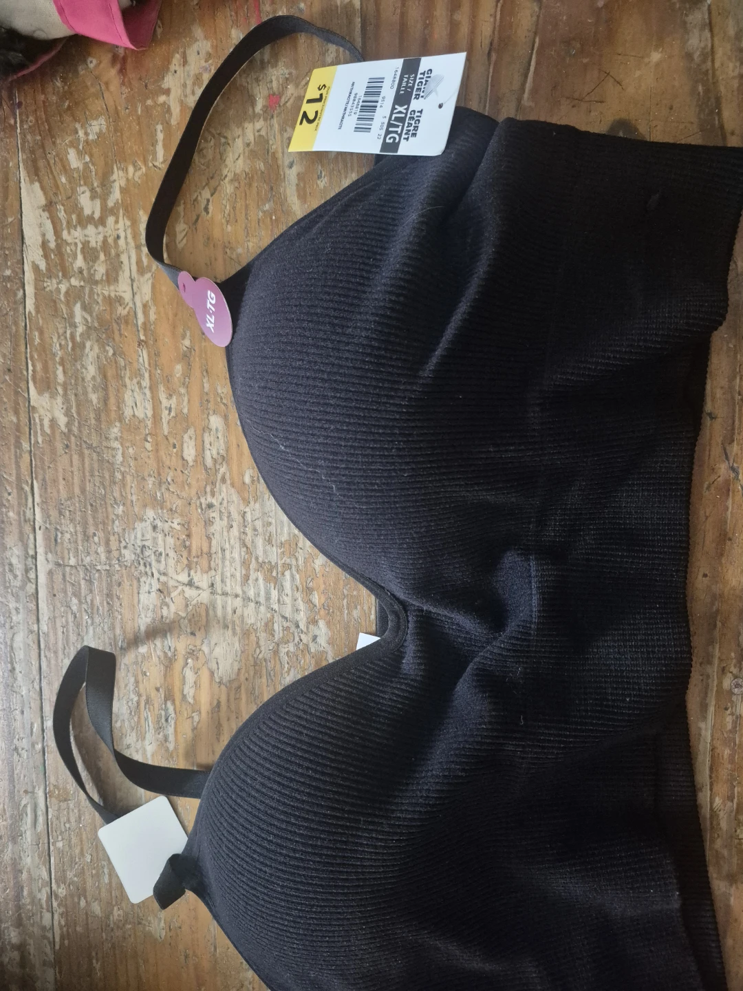 Giant Tiger Black Ribbed Comfort Bra XL/TG