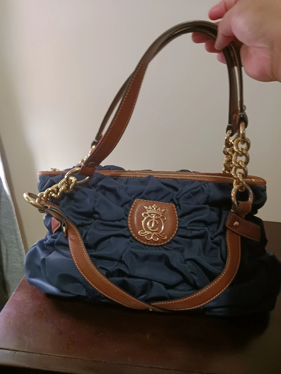 Juicy Couture Blue Ruched Nylon Shoulder Bag