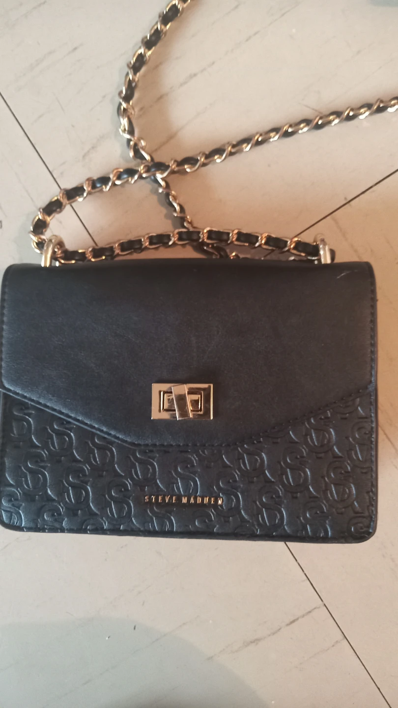 Steve Madden Black Embossed Chain Shoulder Bag