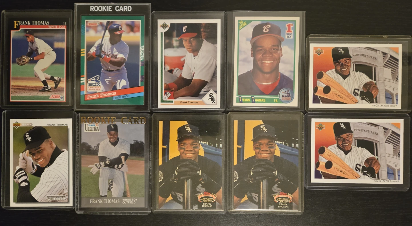 Lot of 10 Frank Thomas Baseball Rookie Cards & More