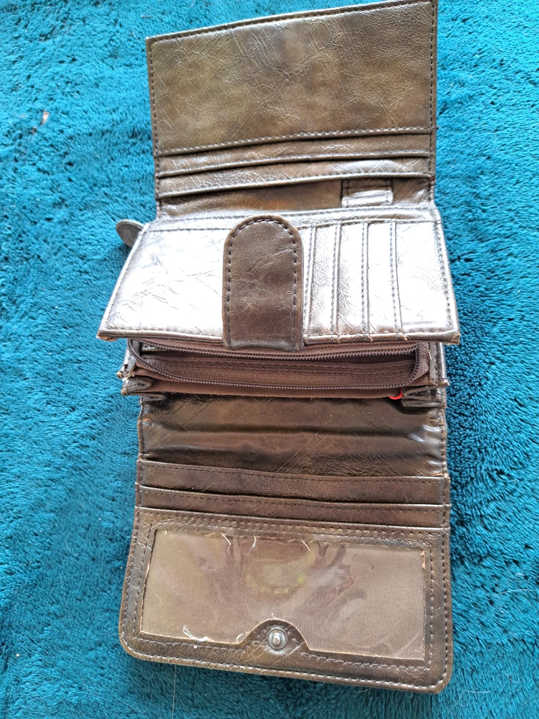 Brown Faux Leather Tri-Fold Wallet - photo 5