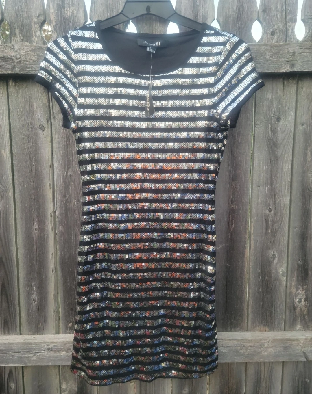 Forever 21 Women's Striped Sequin T-Shirt Dress Size S