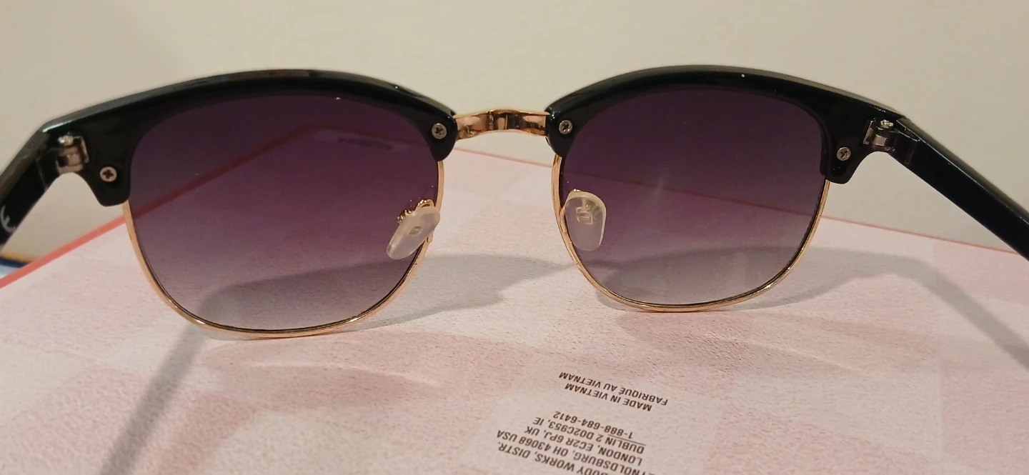 Black Clubmaster Sunglasses with Gold Accents - photo 2