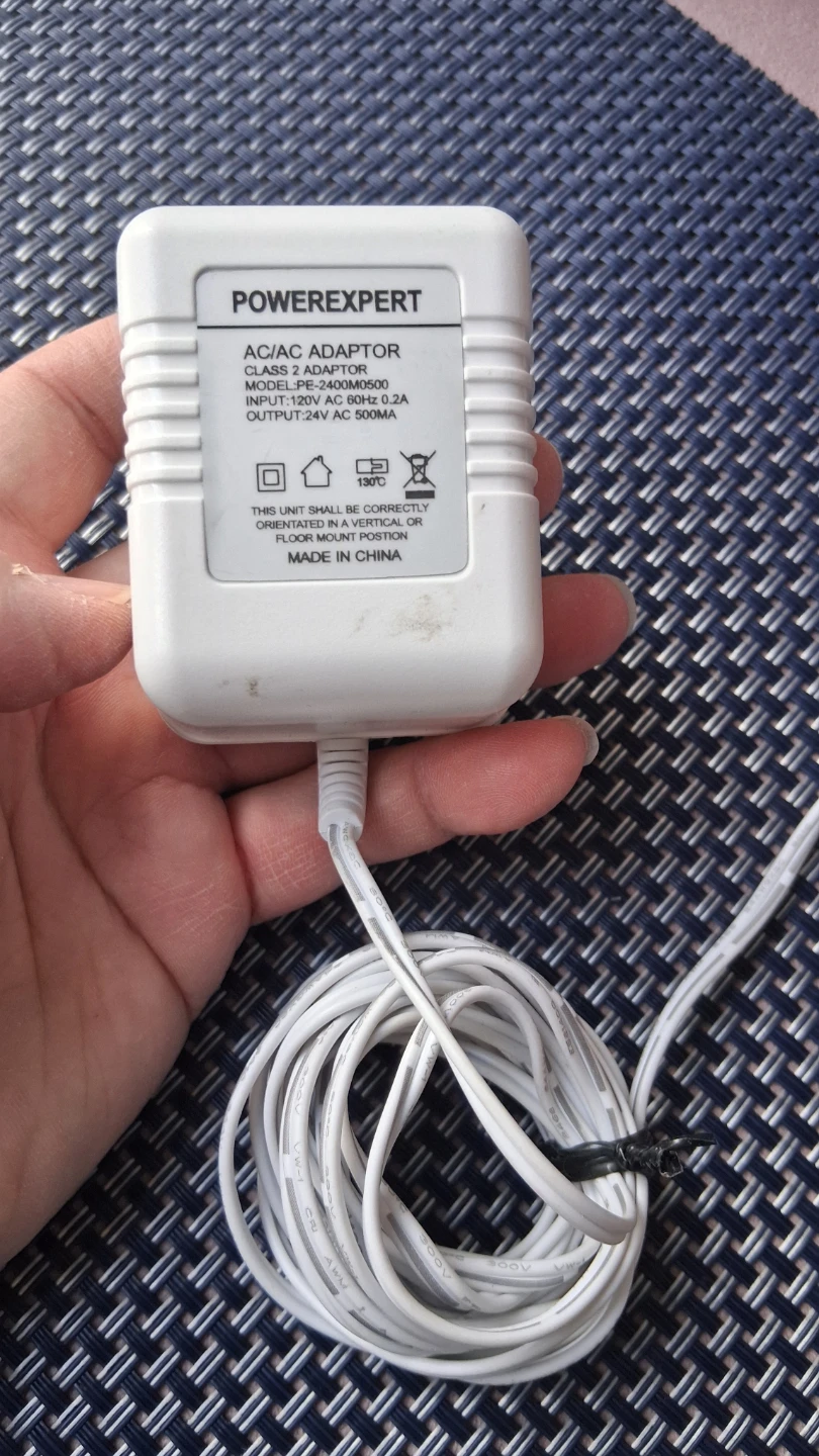 AC/AC Adaptor  input 120V AC 60Hz 0.2A  output 24V AC 500mA
