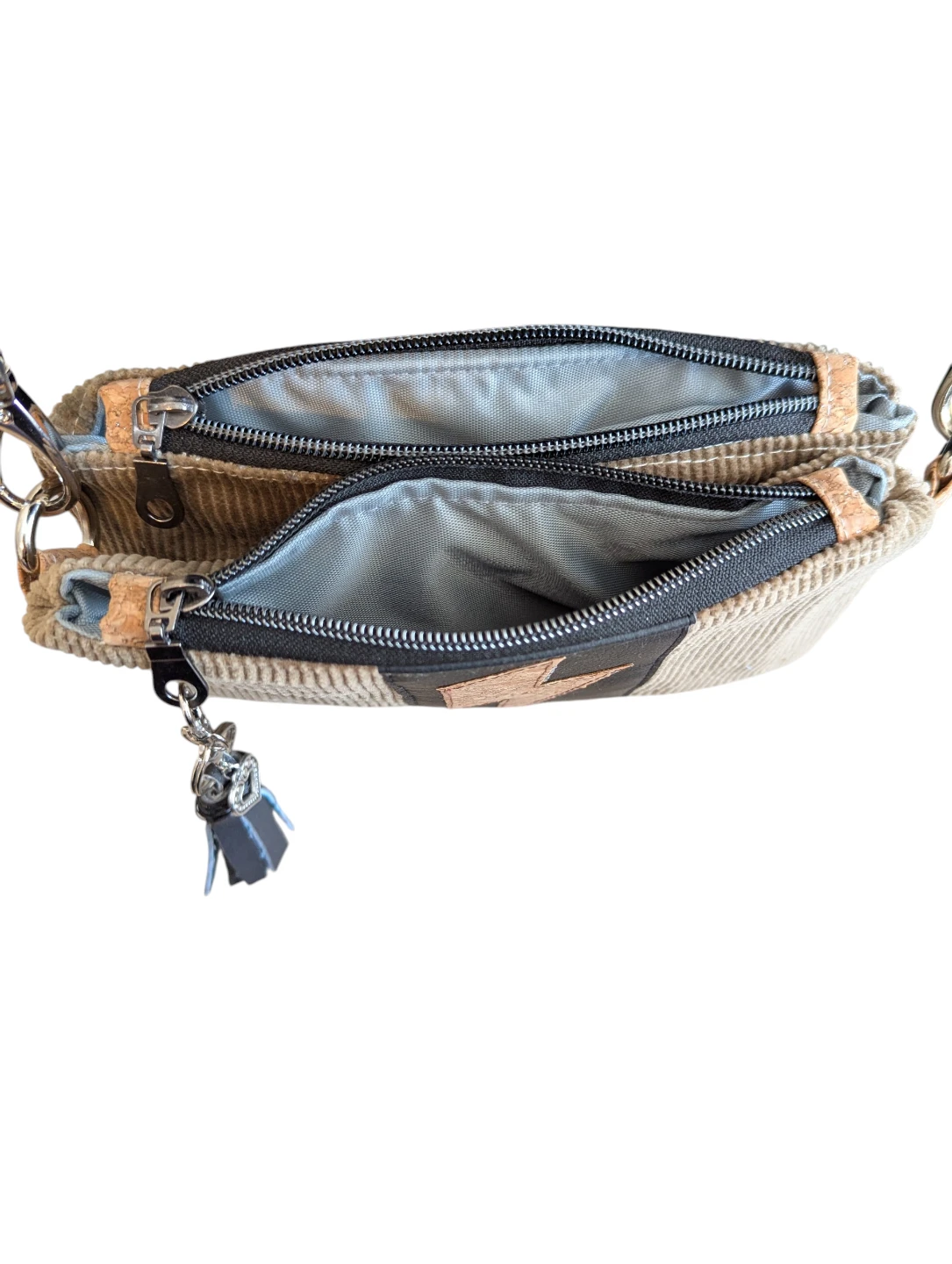 Corduroy Double Clutch Bag with Lightning Bolt Design - photo 2