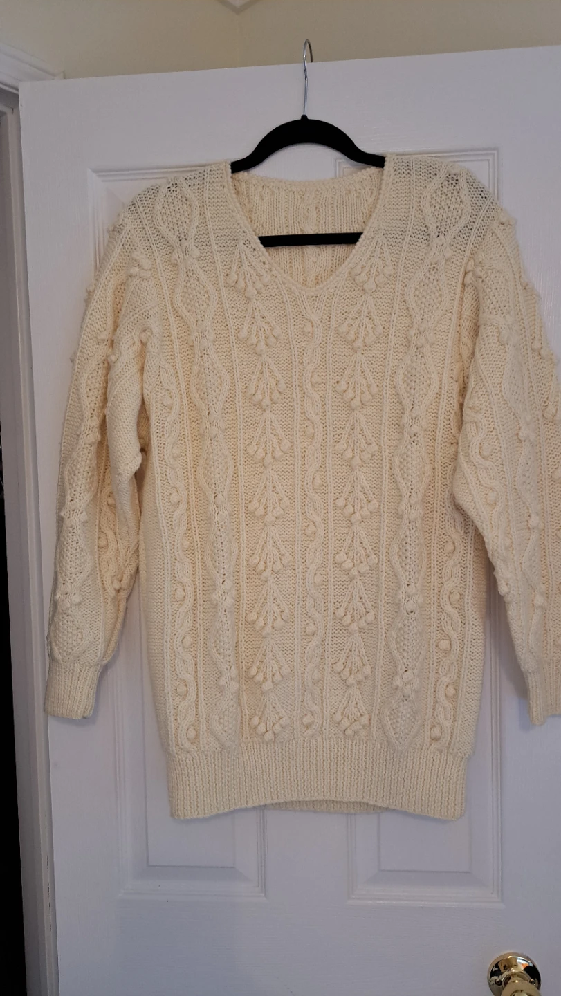 Cream Cable Knit Sweater with Bobble Detailing