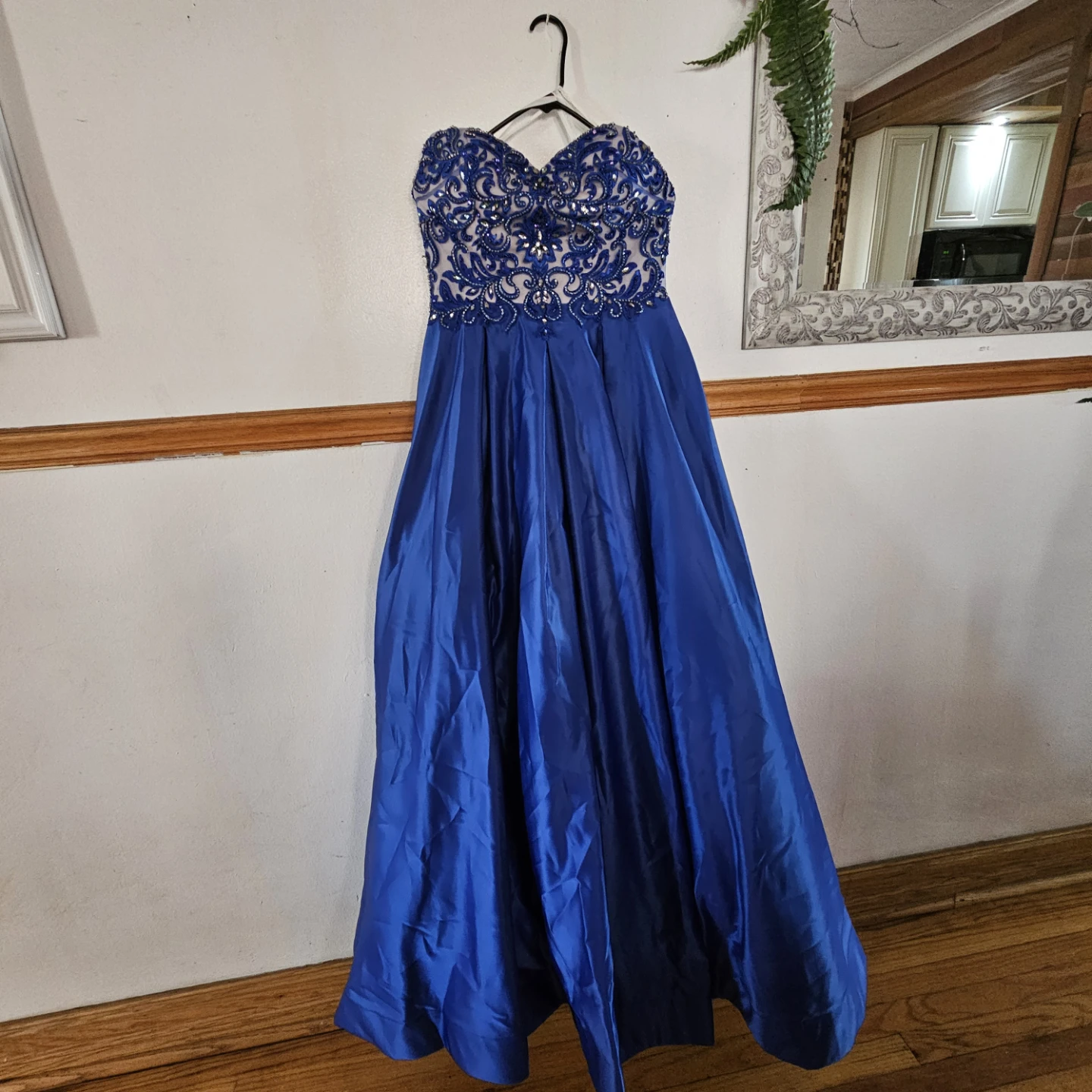 JVN Royal Blue Embellished Strapless Prom Dress - photo 2