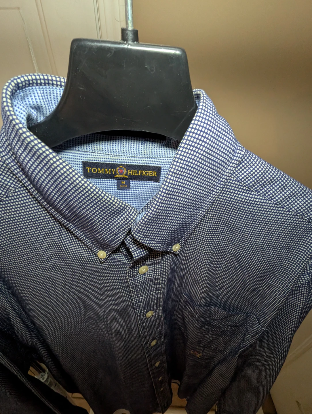 Tommy Hilfiger Button-Up Shirt - Blue/White Micro check Pattern