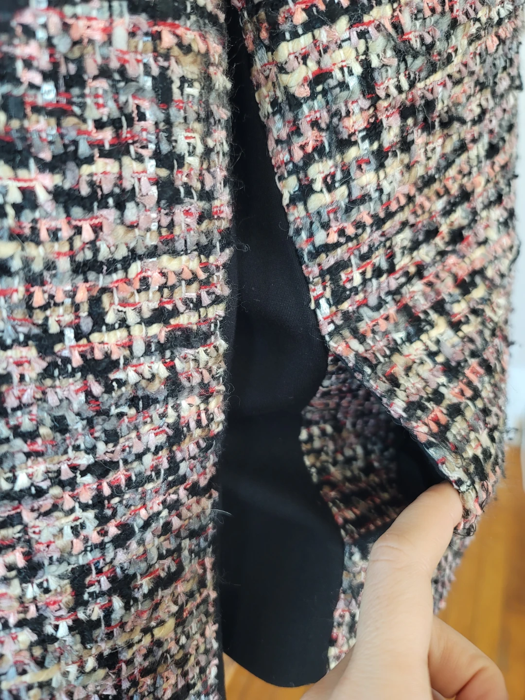Colorful Tweed Moto Zip Jacket Blazer Office Sz 14 Spring Layers - photo 5