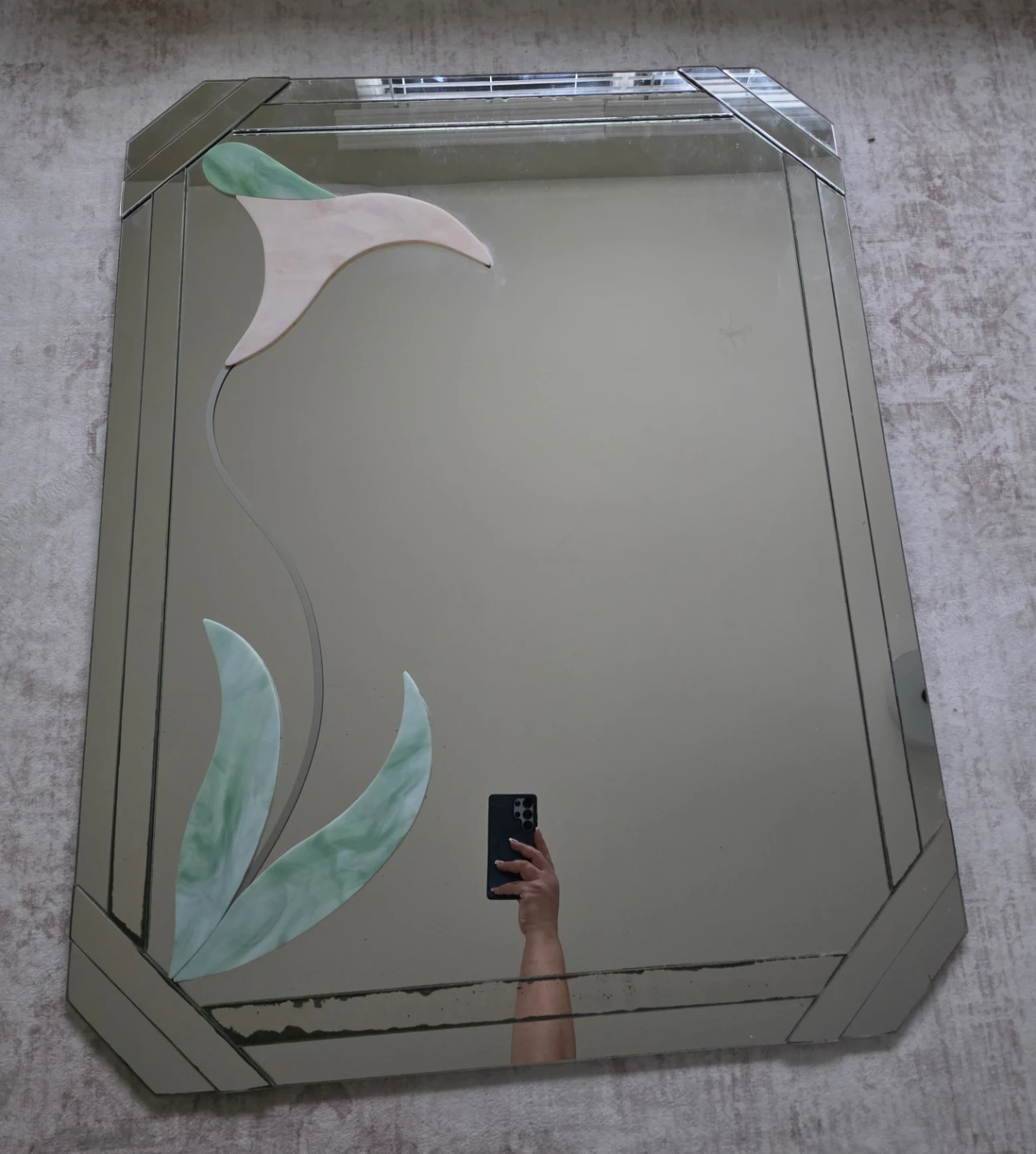 Decorative Art Deco Mirror with Floral Design