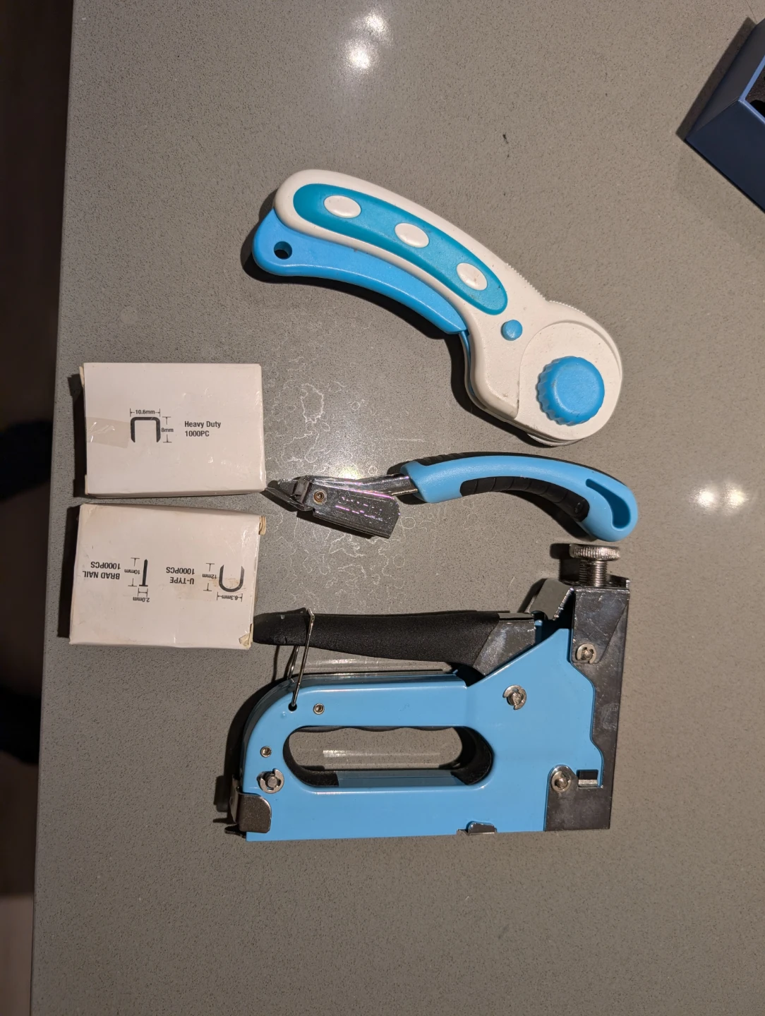 Heavy duty staple, remover and rotary cutter set