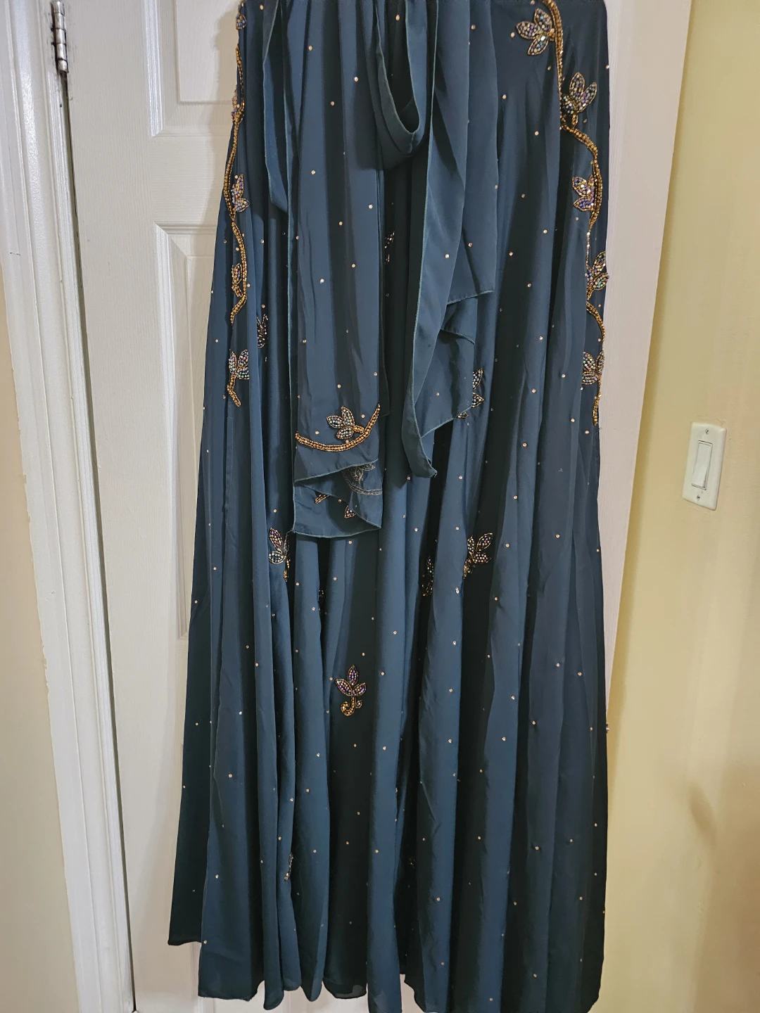 Embellished Teal Kaftan with Scarf - photo 3