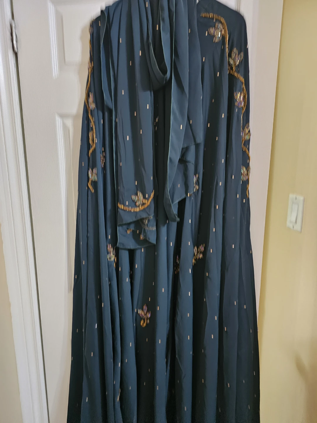 Embellished Teal Kaftan with Scarf - photo 4